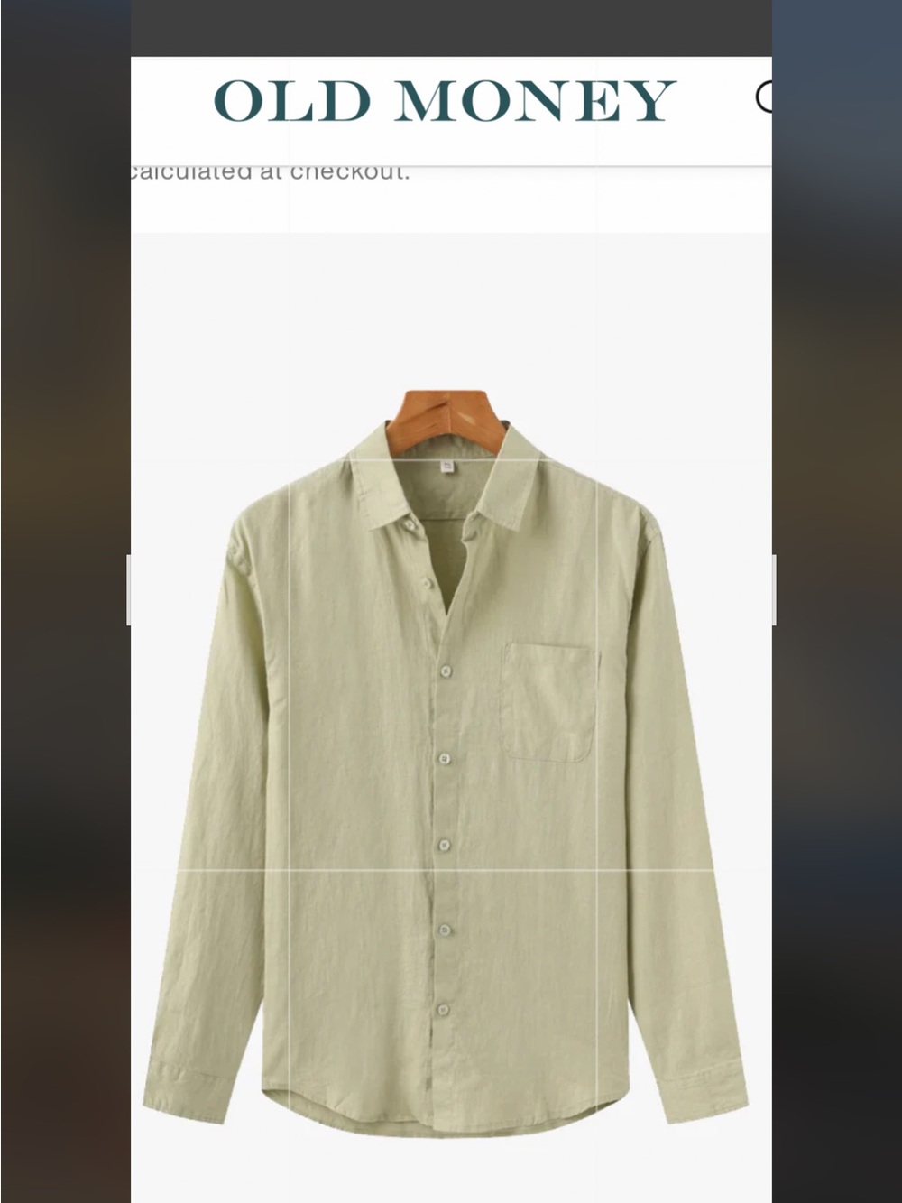 Men's Long Sleeve linen Button-Up Shirt in Light Olive